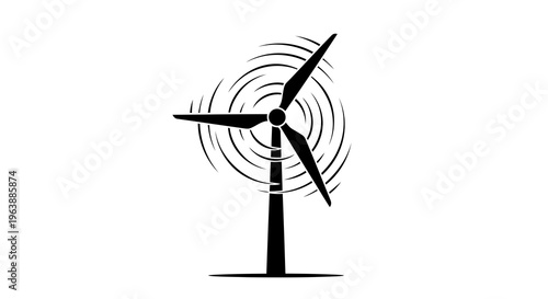 A simple illustration of a wind turbine in operation, generating power.