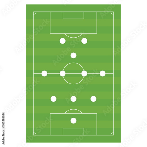 Football Field with formation and player positions 3-4-1-2