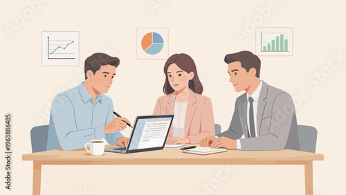 Business meeting with three people