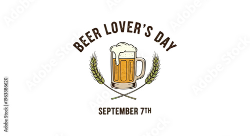Beer Lovers Day Illustration with Mug.