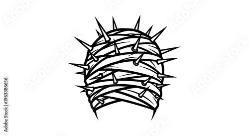 A crown of thorns, a symbol of suffering and sacrifice, depicted in a simple black and white illustration.