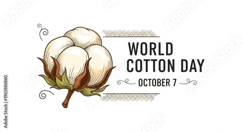 Cotton Bolls Illustration for World Cotton Day 1.