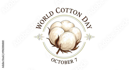 Cotton Bolls Illustration for World Cotton Day.