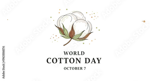 Cotton Plant with Leaves and Bolls.