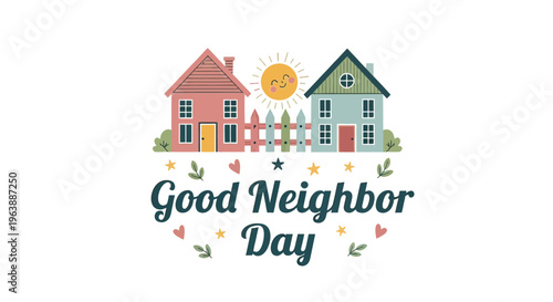 Good Neighbor Day Houses Illustration.