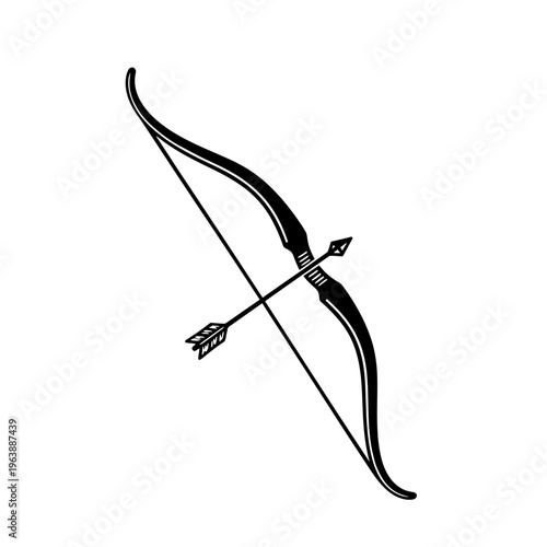 Black bow and arrow weapon.