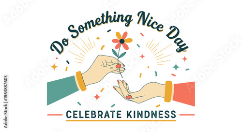 Hands Exchanging Flower Celebrating Kindness.