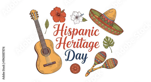 Hispanic Heritage Day Celebration Elements.
