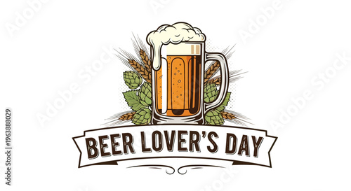 Illustration of Beer Mug with Hops.