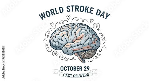 Illustration of Human Brain with Stroke.