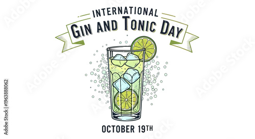 Illustration of Gin and Tonic Drink.