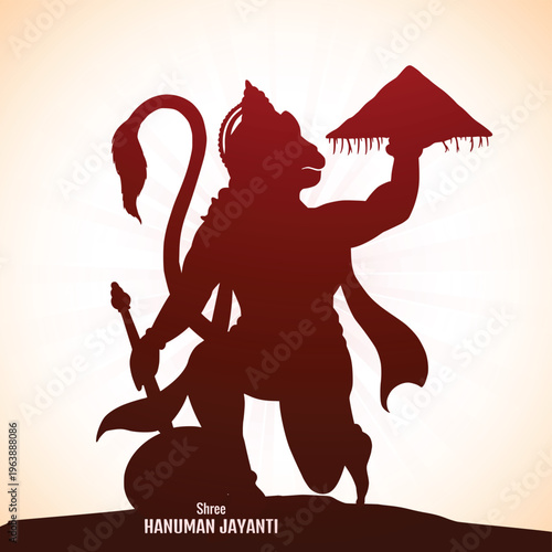 Happy hanuman jayanti indian religious festival decorative card
