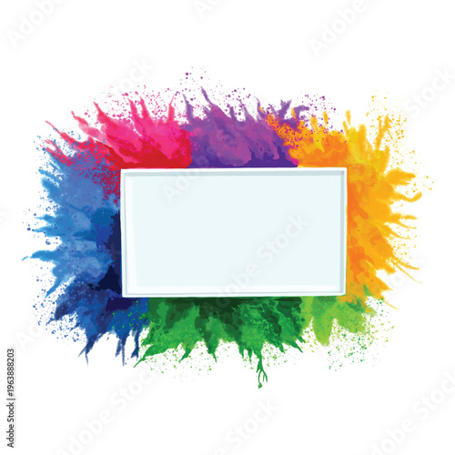 Abstract colorful watercolor splash frame background