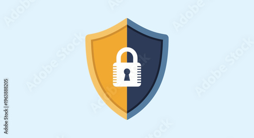 Cyber Security Shield Icon with Padlock Symbol