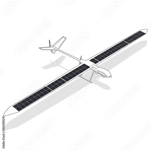 Solar powered aircraft with wings.