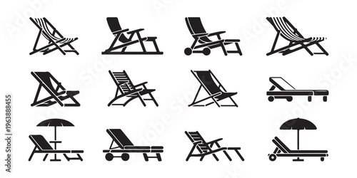 Rocking chair vector illustration collection, vintage modern furniture silhouettes set for interior design, home decor concepts and classic seating elements silhouette vector.