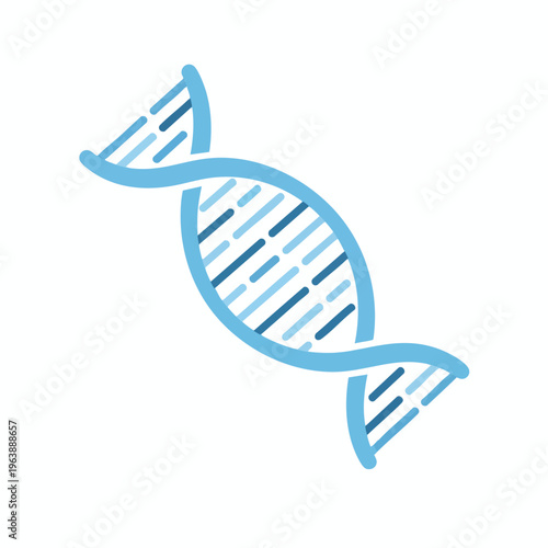 Stylized blue DNA double helix structure on a white background