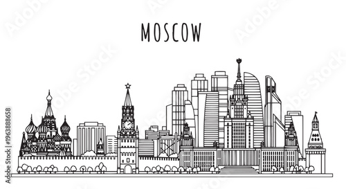 Moscow City Skyline Illustration
