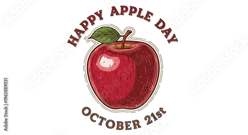 Red Apple with Leaf Illustration Design.