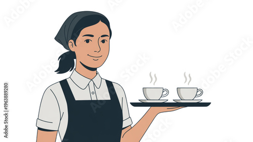 A solemn woman in traditional attire posing with an ancient sword isolated on transparent background