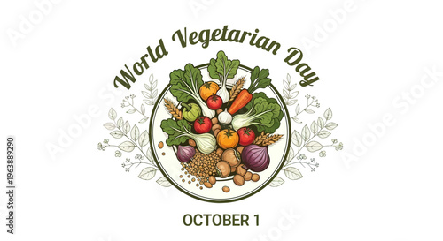 Vegetarian Food Arrangement on Plate for World Vegetarian Day.