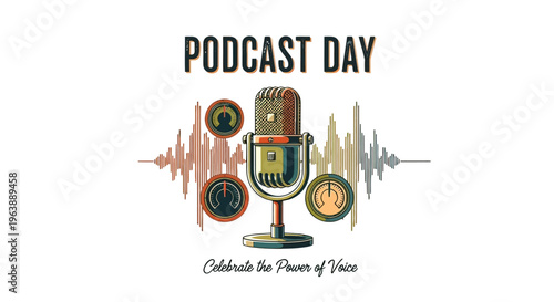 Vintage Microphone Celebrating Podcast Day Event.