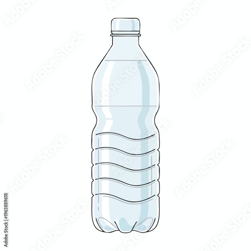 Clear plastic bottle filled with translucent liquid, on a white background