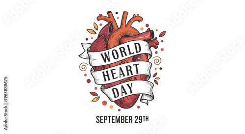 World Heart Day Anatomical Heart Illustration 1.