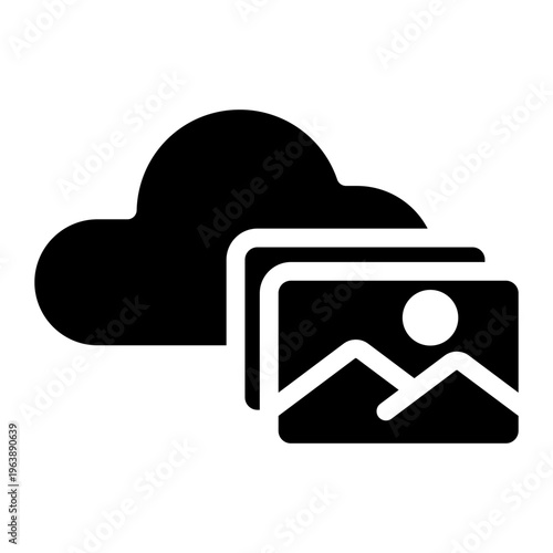 Cloud Image Storage Solid Icon