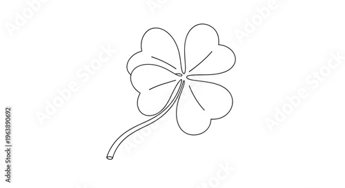 Simple line drawing illustration of a four leaf clover symbolizing luck and good fortune on a plain white background.