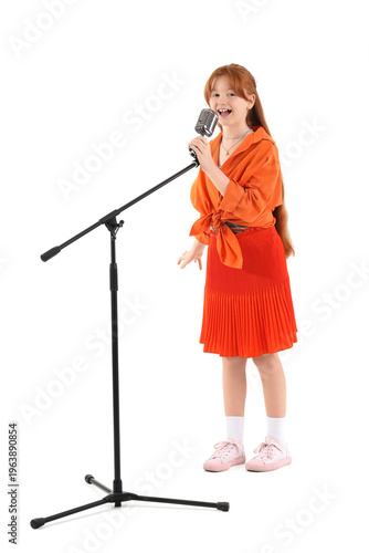 Cute redhead girl with micr...