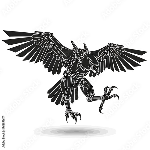 Mechanical robotic eagle bird creature.