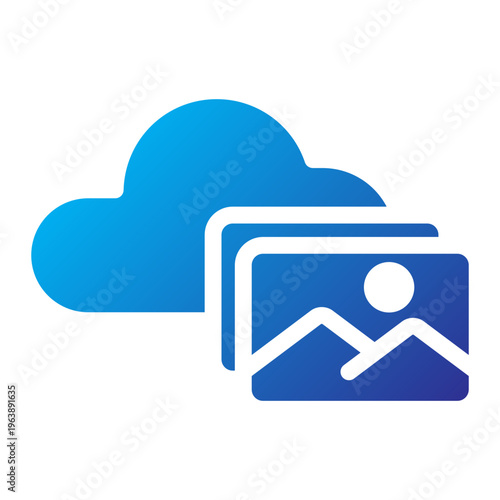Cloud Image Storage Blue Solid Gradient Icon
