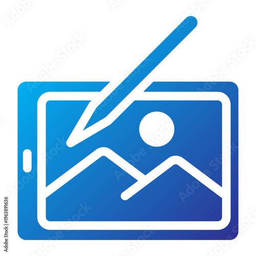 Digital Photo Editing Blue Solid Gradient Icon