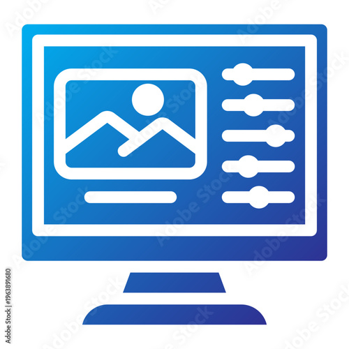 Desktop Photo Editor Blue Solid Gradient Icon