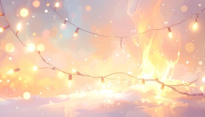 Softly lit scene featuring fairy lights, warm hues, and out-of-focus background elements evoking dreamy atmosphere
