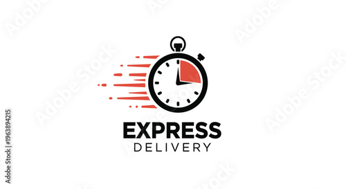 express delivery logo features a black stopwatch with speed lines and a red segment to symbolize fast and efficient shipping services.
