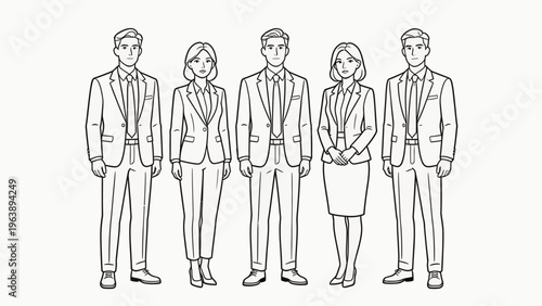 Five business professionals in suits