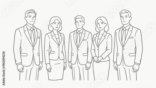 Five business professionals in suits