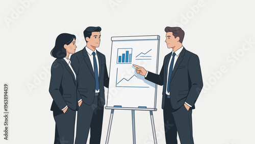 Business team discussing charts