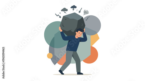 Overwhelmed person carrying heavy emotional burden.