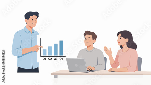 Business meeting with data presentation