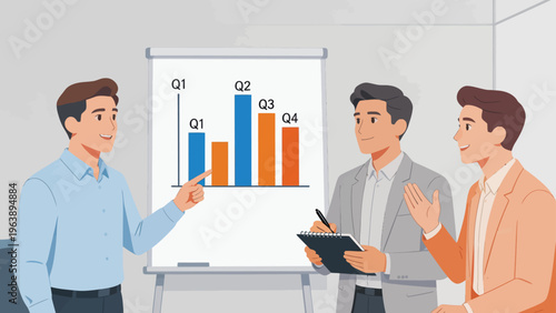Business team discussing chart in meeting