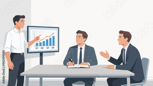 Business meeting with data presentation
