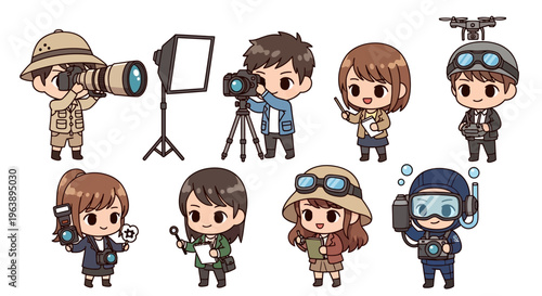 Cartoon photographers and videographers.