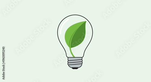 Green energy concept with a vibrant leaf inside a classic light bulb, symbolizing ecological awareness and sustainable power solutions for a brighter future
