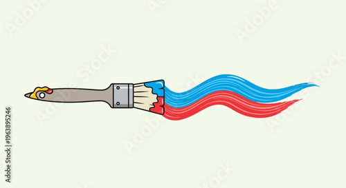 Painting brush with red and blue paint swirls indicating creative expression and artistic endeavors
