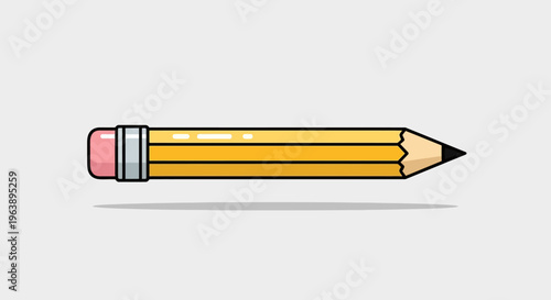 A vibrant yellow wooden pencil with a pink eraser, poised for creative writing, detailed drawing, or educational tasks, symbolizing learning and artistic expression