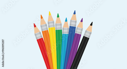 Vibrant spectrum of colored pencils, essential tools for artistic expression and creative endeavors, perfect for drawing and coloring projects, fostering creativity and learning