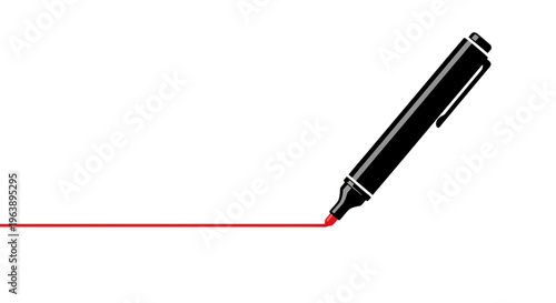 Black marker drawing a vivid red line, representing concepts of emphasis, progress, and clear communication in creative and professional settings